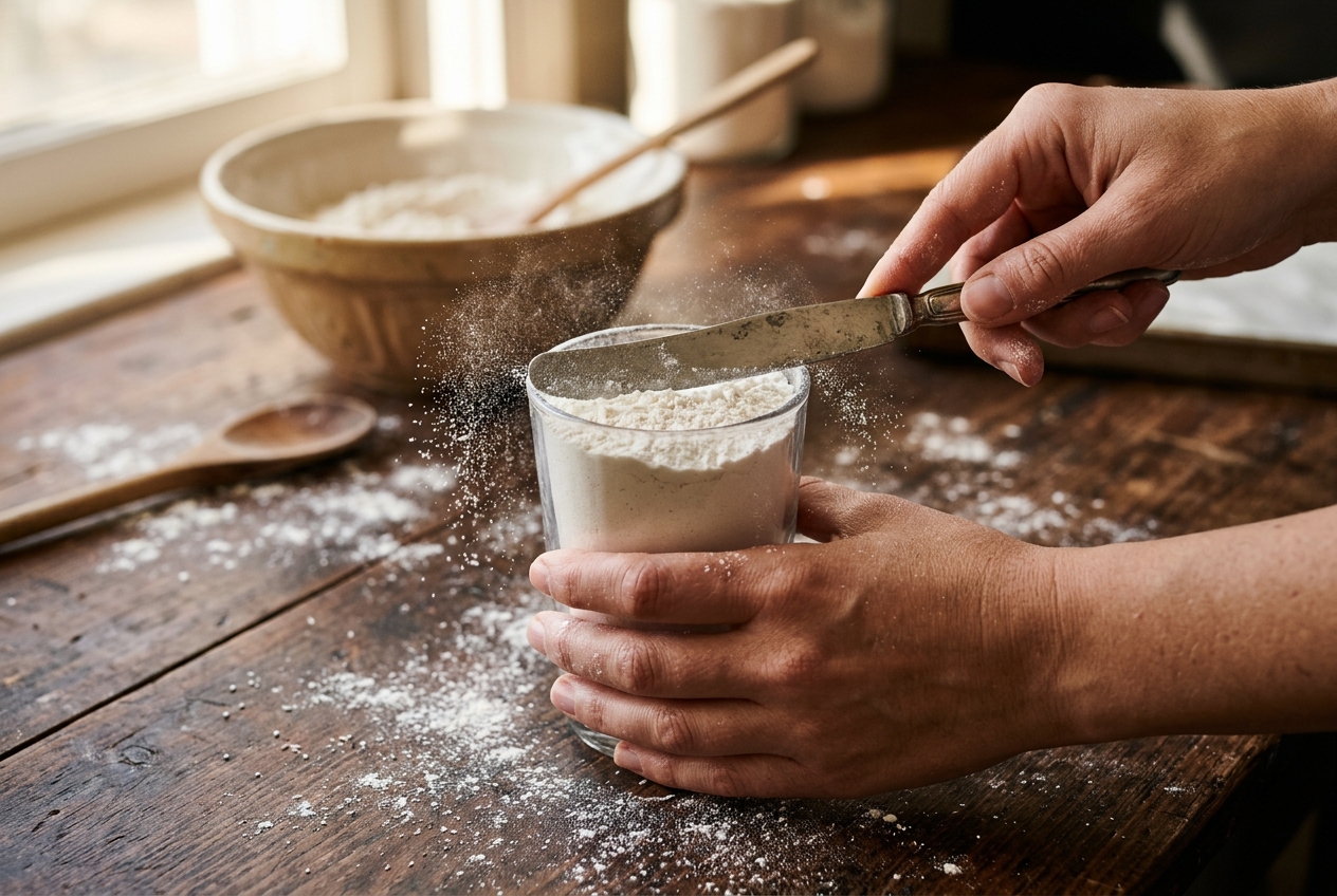 Unu bardağa kaşıkla koyup bıçak sırtıyla düzleme tekniği - Spoon and Level
